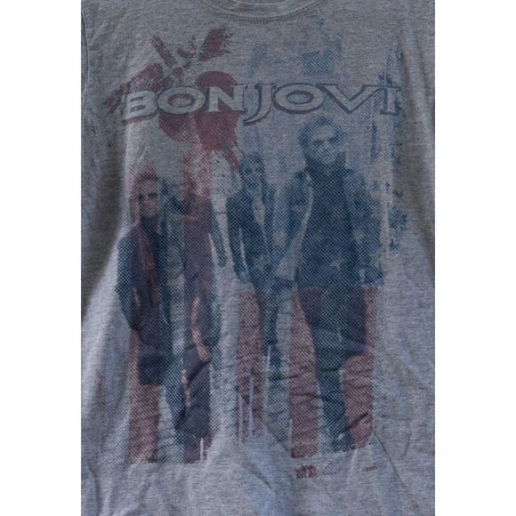 Bon Jovi Women's T-Shirt Heather Gray Bay Island Size L - Picture 2 of 5